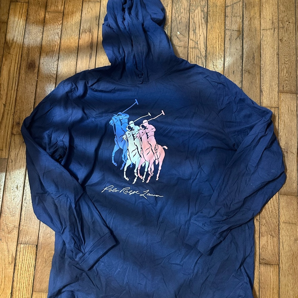Ralph Lauren Men's Hoodie in Navy with Polo Graphic